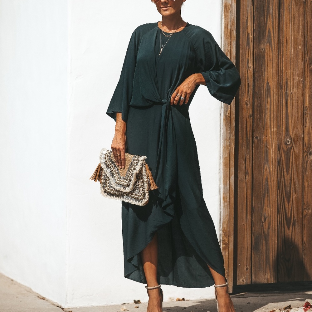 Front Pocketed Dress-Black